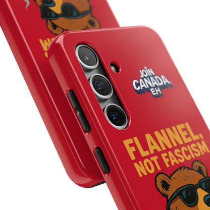 "Flannel, Not Fascism" Tough Phone Cases