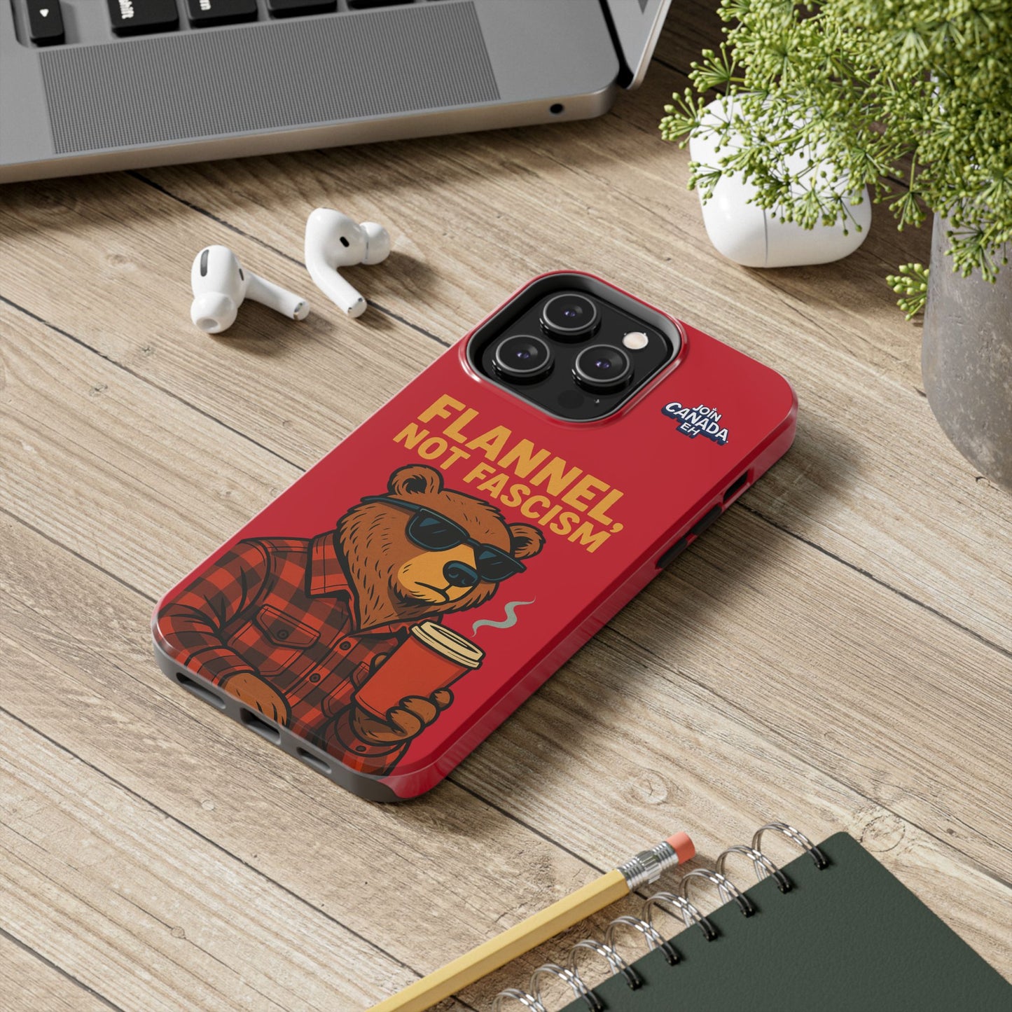 "Flannel, Not Fascism" Tough Phone Cases