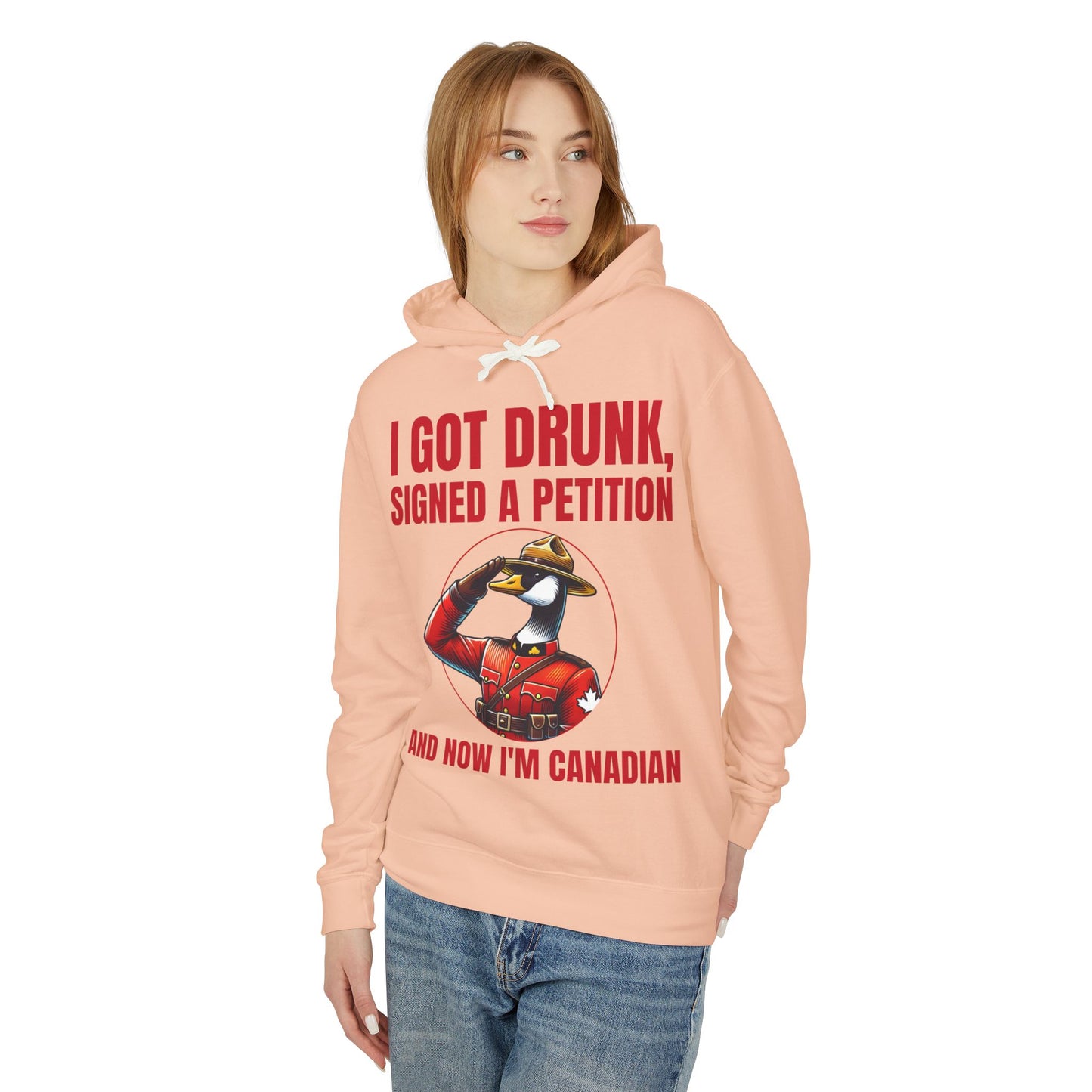 "Mountie Goose Salutes You" Unisex Lightweight Hooded Sweatshirt