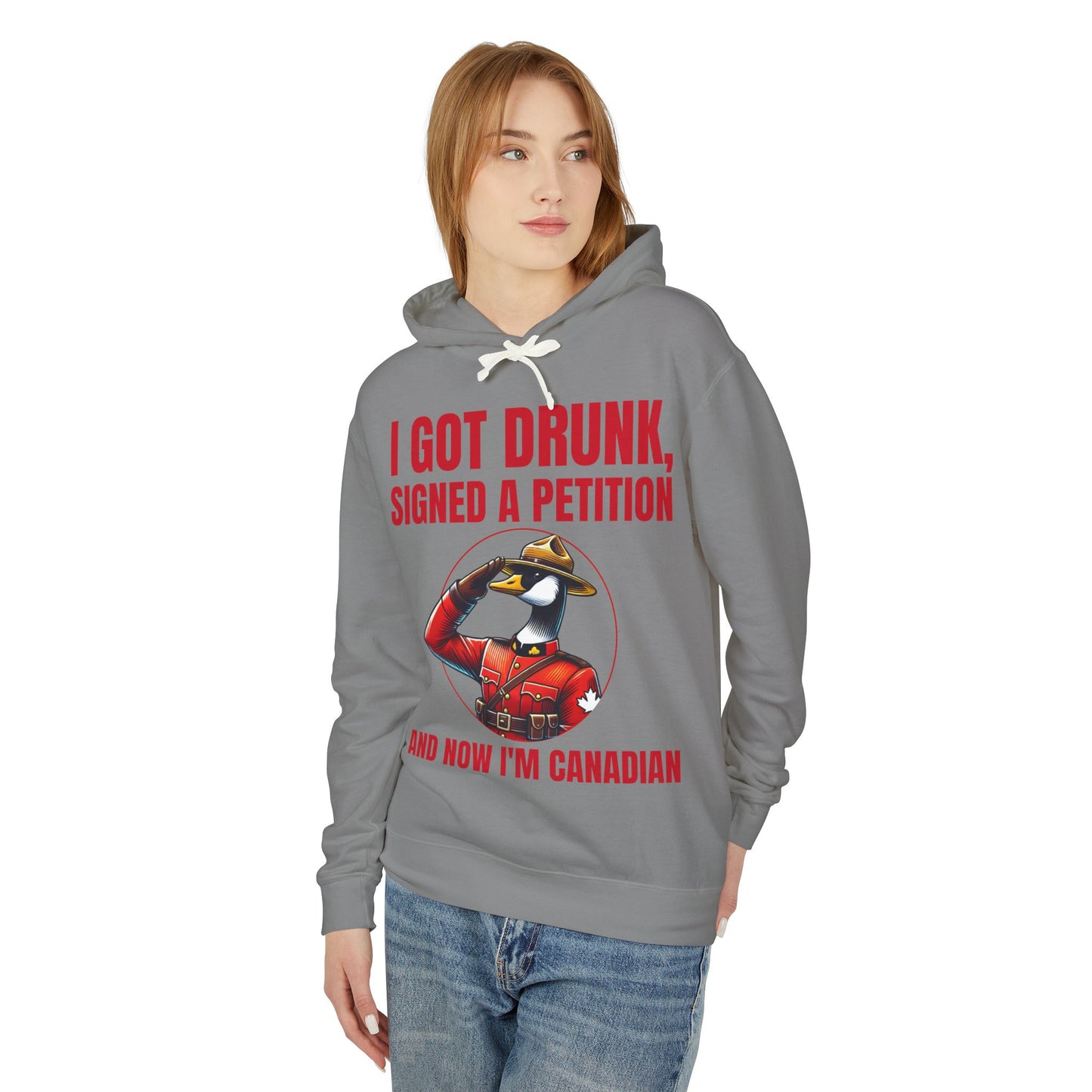 "Mountie Goose Salutes You" Unisex Lightweight Hooded Sweatshirt