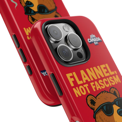 "Flannel, Not Fascism" Tough Phone Cases