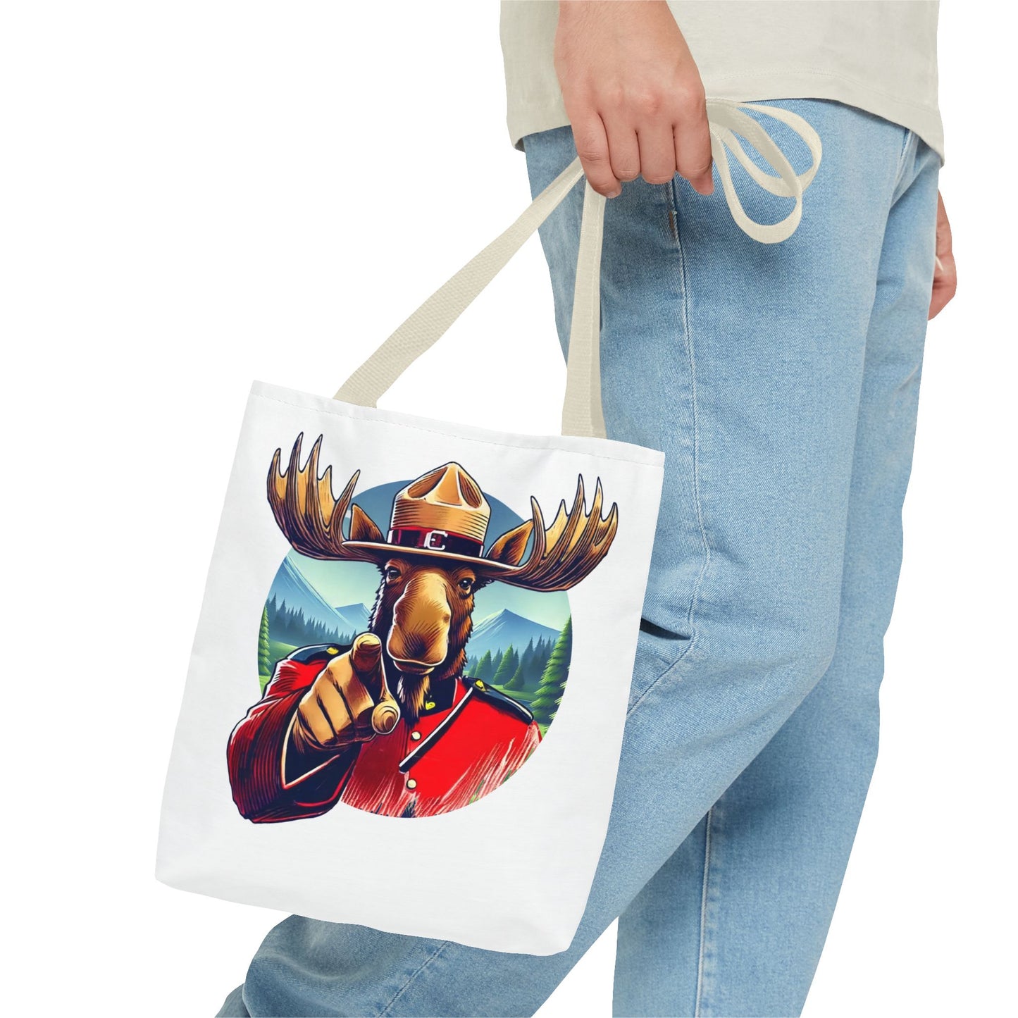 "Mountie Moose Needs You!" Tote Bag (AOP)