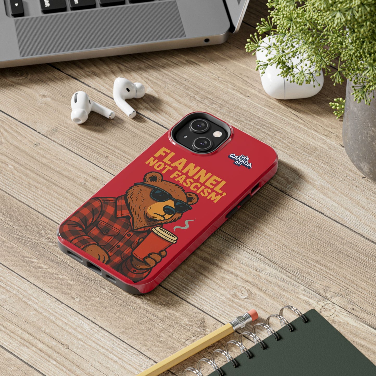 "Flannel, Not Fascism" Tough Phone Cases