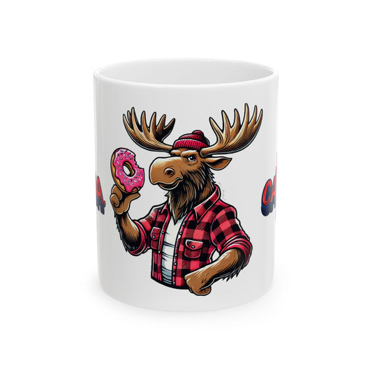 "Donut Mess with the Moose" Ceramic Mug, (11oz, 15oz)